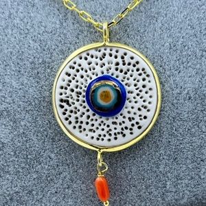 925 sterling silver, gold plate, evil eye necklace